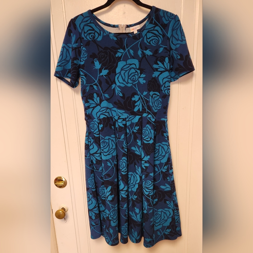 LULAROE amelia dress. Blue/teal. Size large